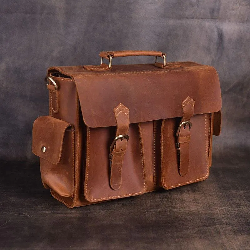 Woosir Mens Attache Case Leather 14" 15.6"