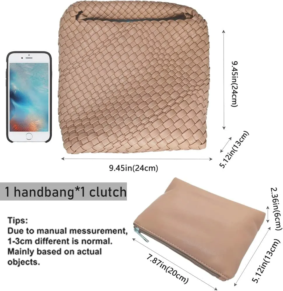 Woven Leather Bags for Women Knoted Women Handbag Designer Shoulder Bucket Purse Handmade Fashion Tote Hobo Bag Small