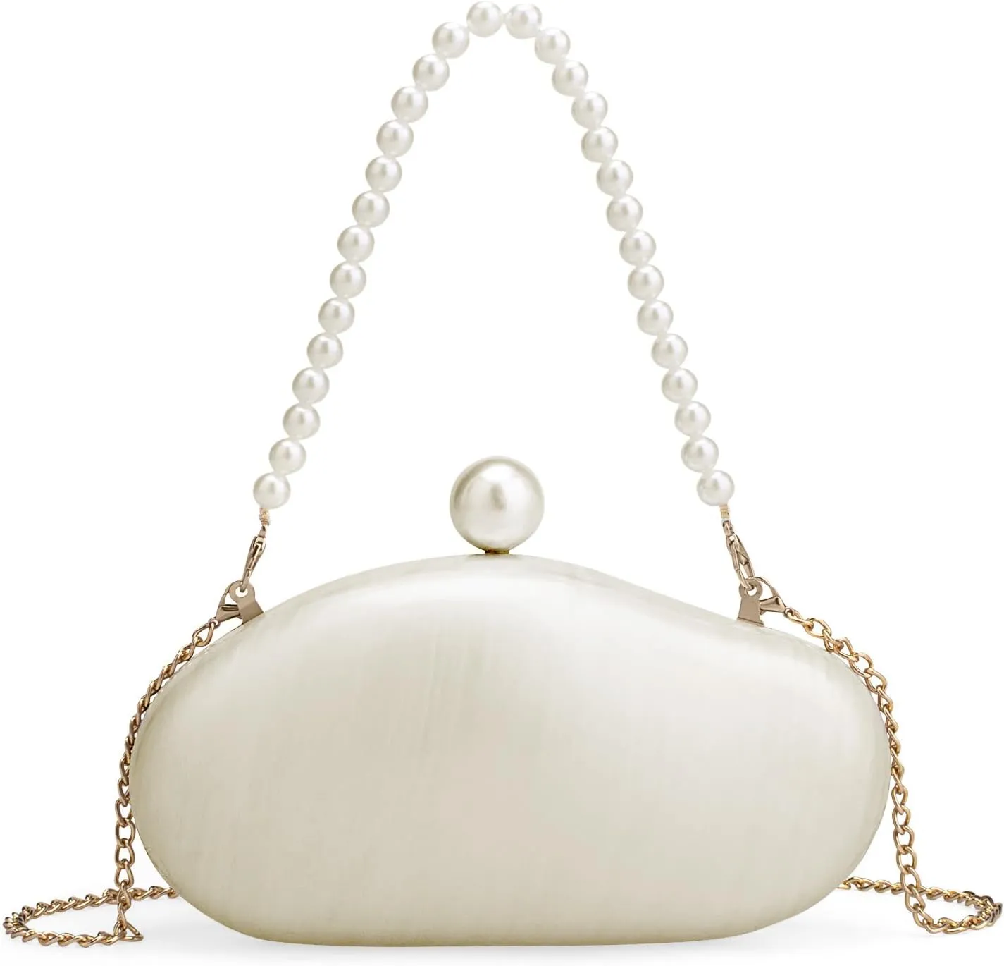 YYW Acrylic Evening Clutch Purses for Women Shell Marble Handbag Shoulder Bag with Pearl for Wedding Party Prom