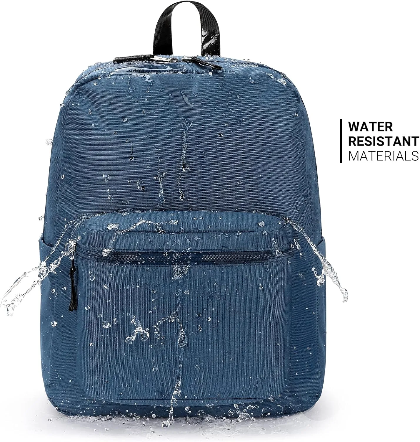 ZORFIN Basic Backpack for School Work Travel: Water Resistant Backpacks for Men and Women - Lightweight Bookbag for Girls and Boys - Navy