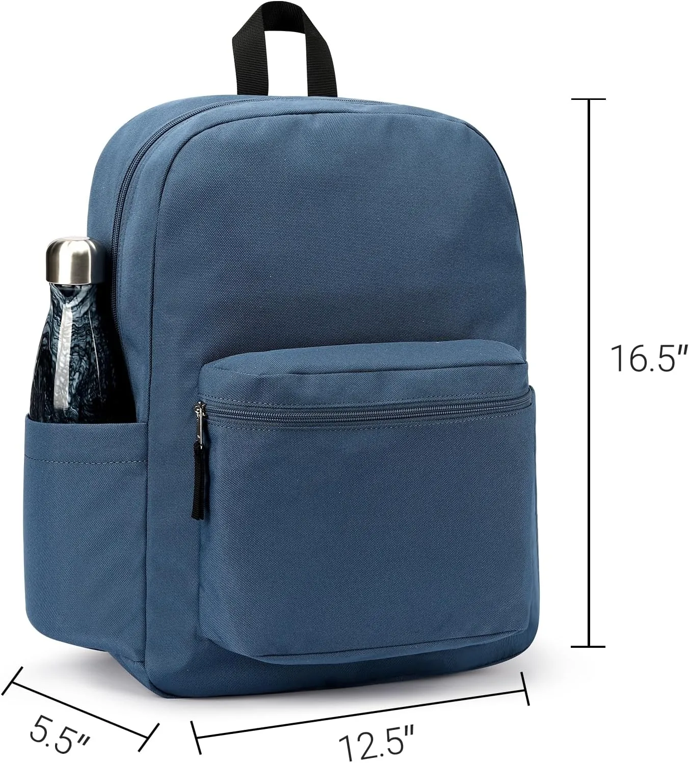 ZORFIN Basic Backpack for School Work Travel: Water Resistant Backpacks for Men and Women - Lightweight Bookbag for Girls and Boys - Navy